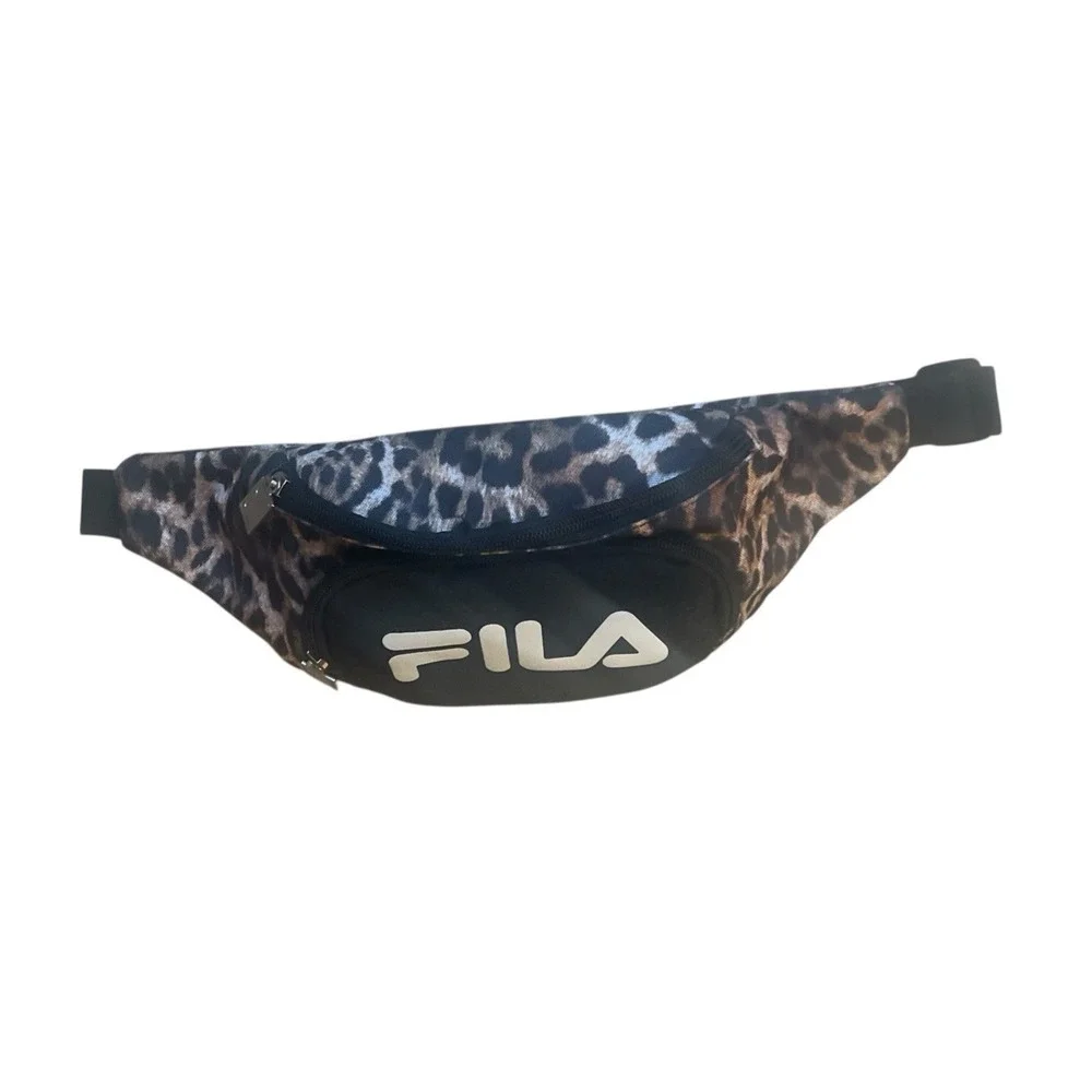 FILA Spell Out Logo Travel Waist Fanny Pack‎ Animal Print Zippered Pockets